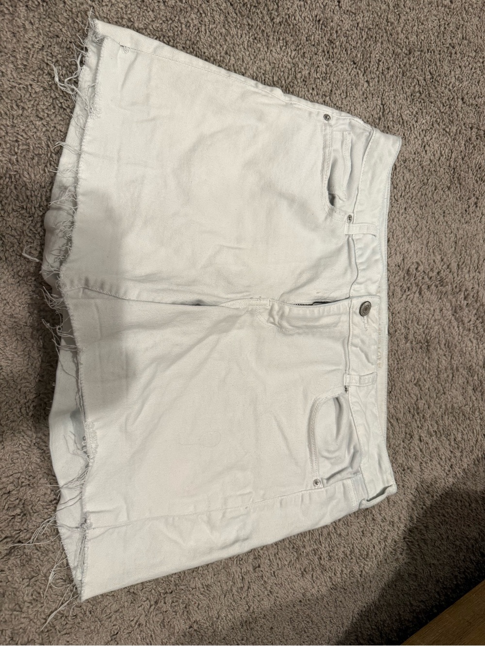 American Eagle Outfitters White Raw-Hem Denim Shorts